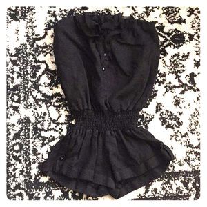 Black strapless romper